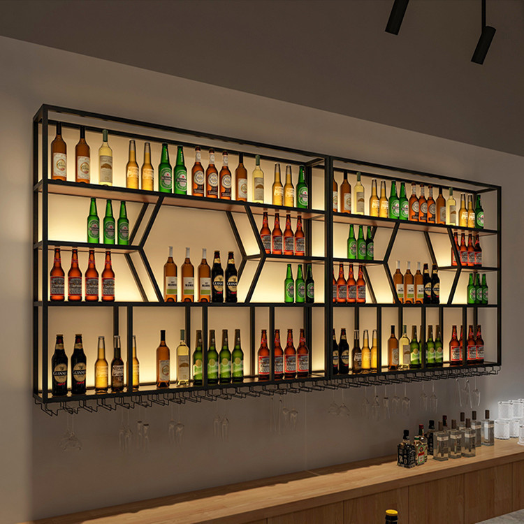 铁艺创意壁挂酒架酒吧吊杯红酒架餐厅家用现代简约墙上酒柜展示架