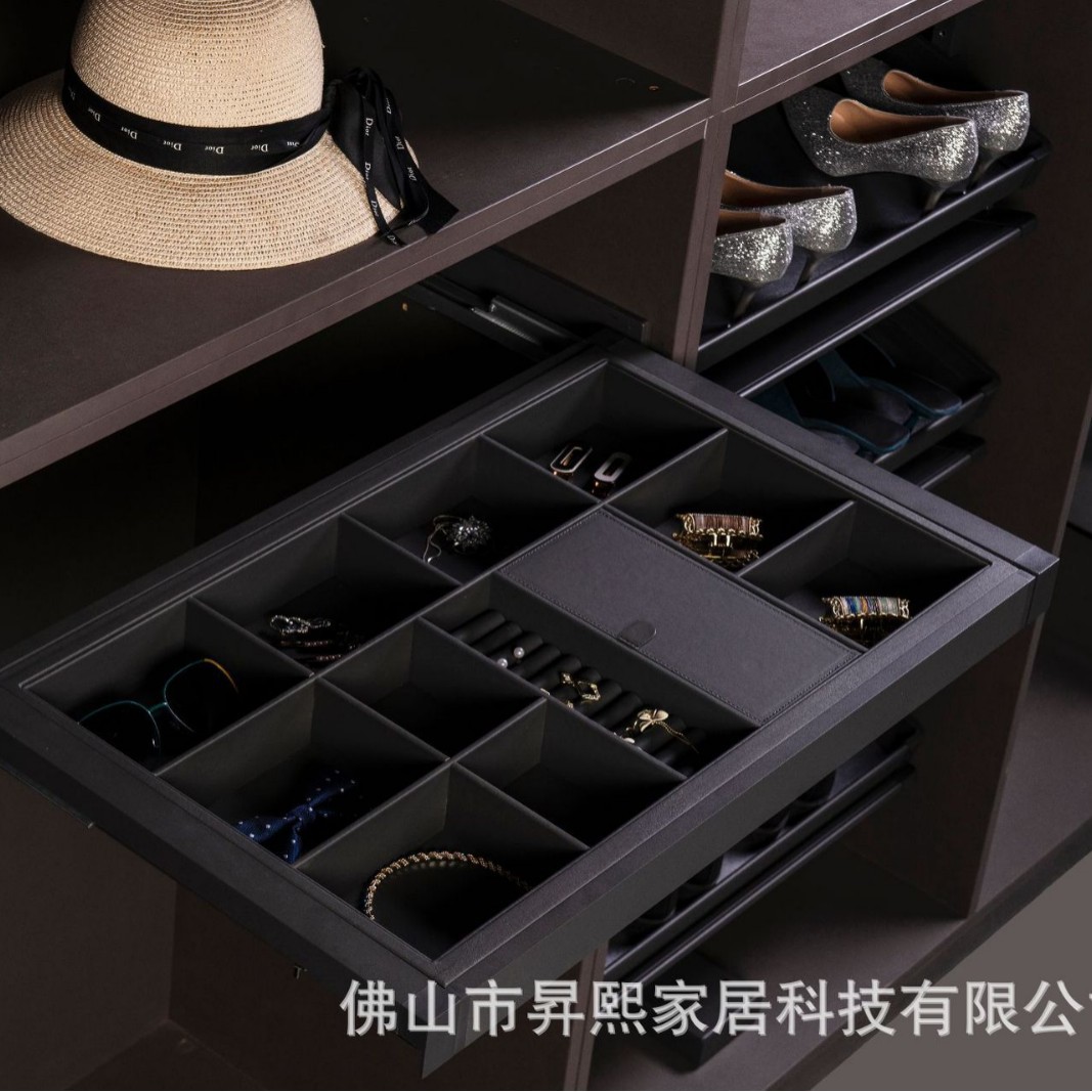 衣柜家用拉篮抽屉式内置首饰盒阻尼珠宝盒阻尼储物篮五金配件