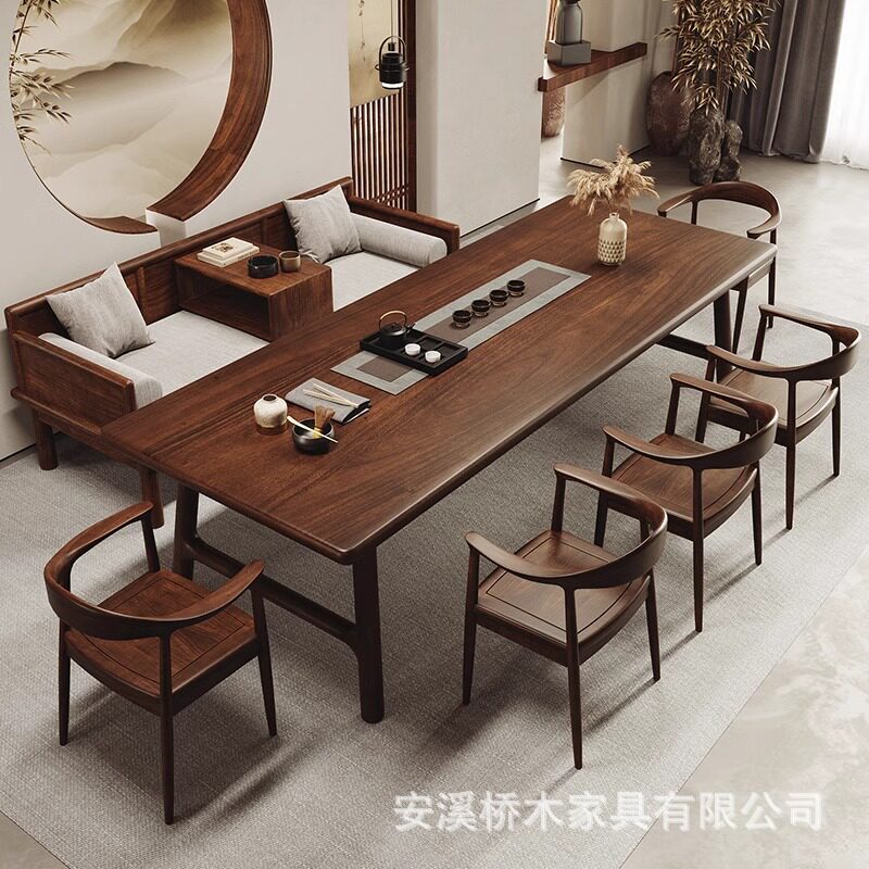 南美胡桃木罗汉床茶桌椅组合家用客厅新中式茶几办公室实木泡茶台图片