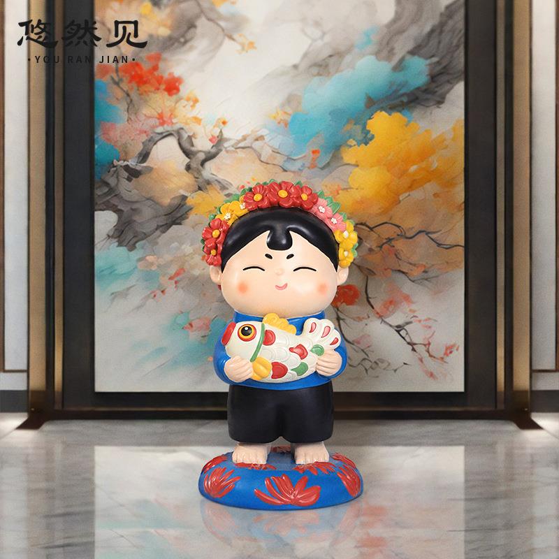 唐小圆国潮泉州浔埔簪花围旅游文创工艺品创意家居装饰树脂大摆件