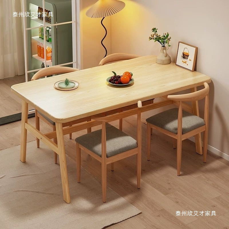 餐桌快餐店加厚长方形餐桌椅组合家用商用简约原木色吃饭桌子椅子