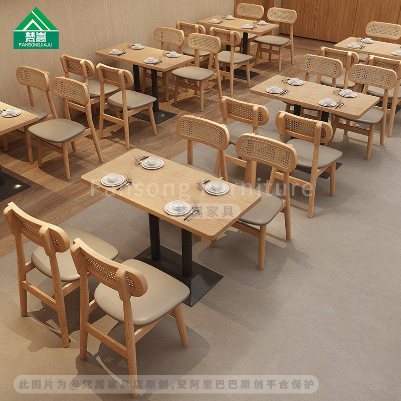 茶餐厅餐饮桌椅组合简餐饭店餐桌椅融合西餐厅饭店卡座沙发商用图片