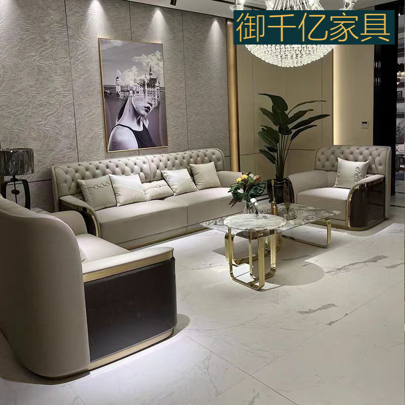 意式轻奢真皮沙发大户型头层牛皮高背现代简约豪华皮艺沙发sofa
