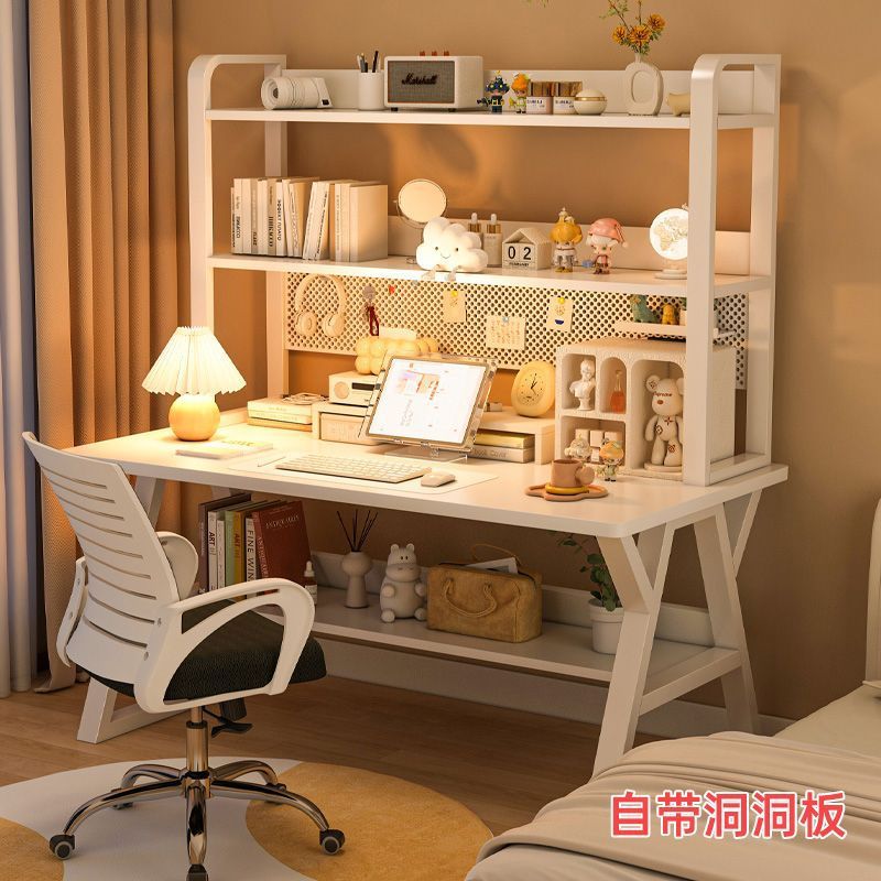 电脑桌卧室家用书桌书架一体桌子简易出租屋台式办公桌子女生卧室