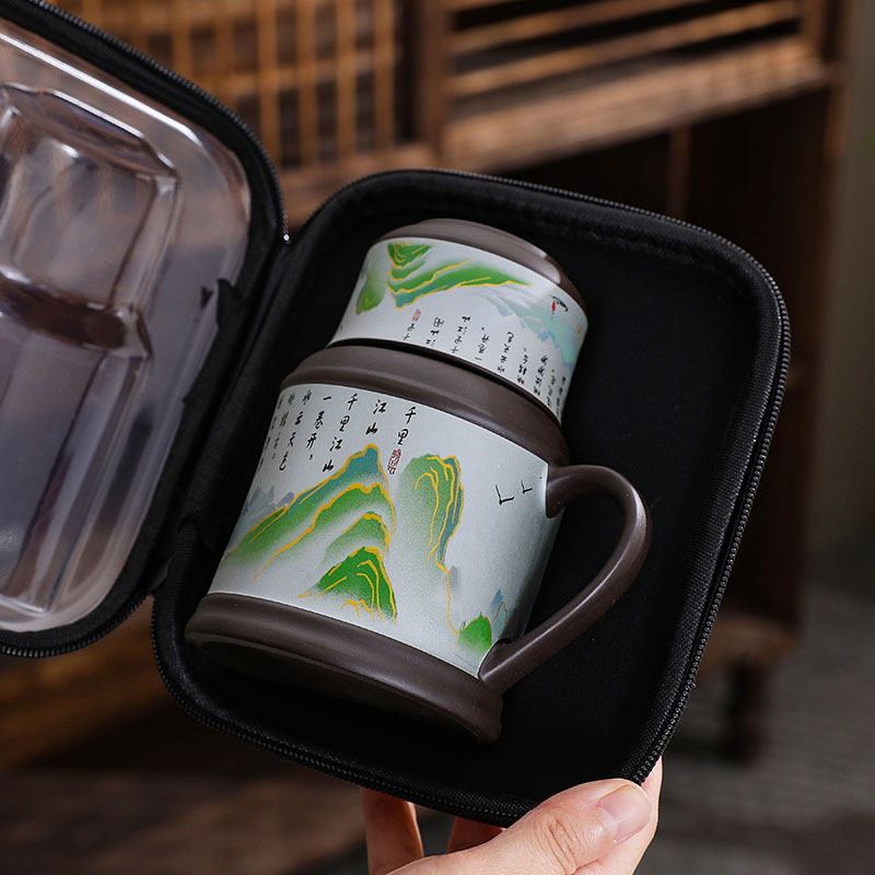 舍得紫砂小暖壶闷茶壶带茶杯便携户外大容量闷茶单壶暖手瓶泡茶壶