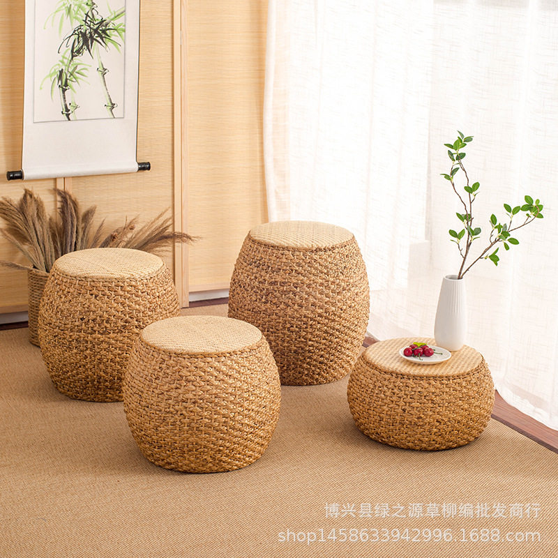 藤编矮凳换鞋凳阳台坐凳创意板凳沙发凳草编坐墩凳子茶几圆凳蒲团