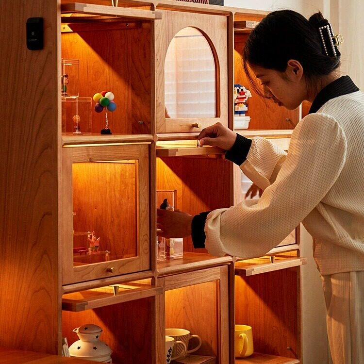 樱桃木北欧简约手办展示柜