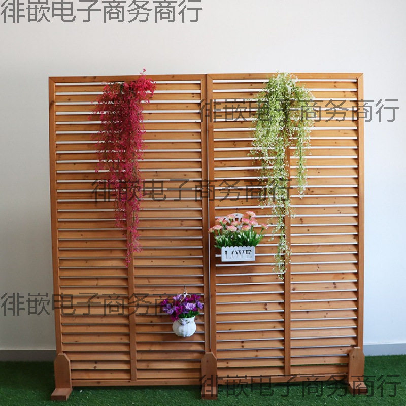 防腐木百叶网格栅栏户外伸缩