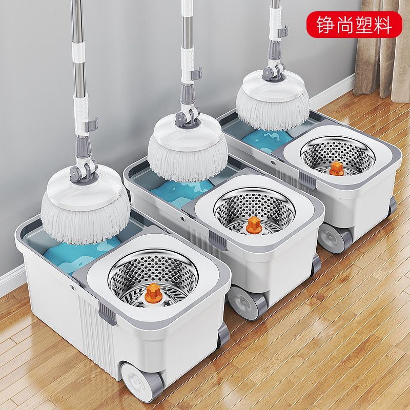 白色旋转拖把桶套装超大号免手洗地板清洁一拖净自动脱水拖把桶
