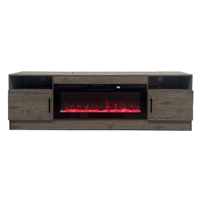 实木家具电视柜电子壁炉嵌入式仿真火焰取暖装饰家用客厅收纳柜
