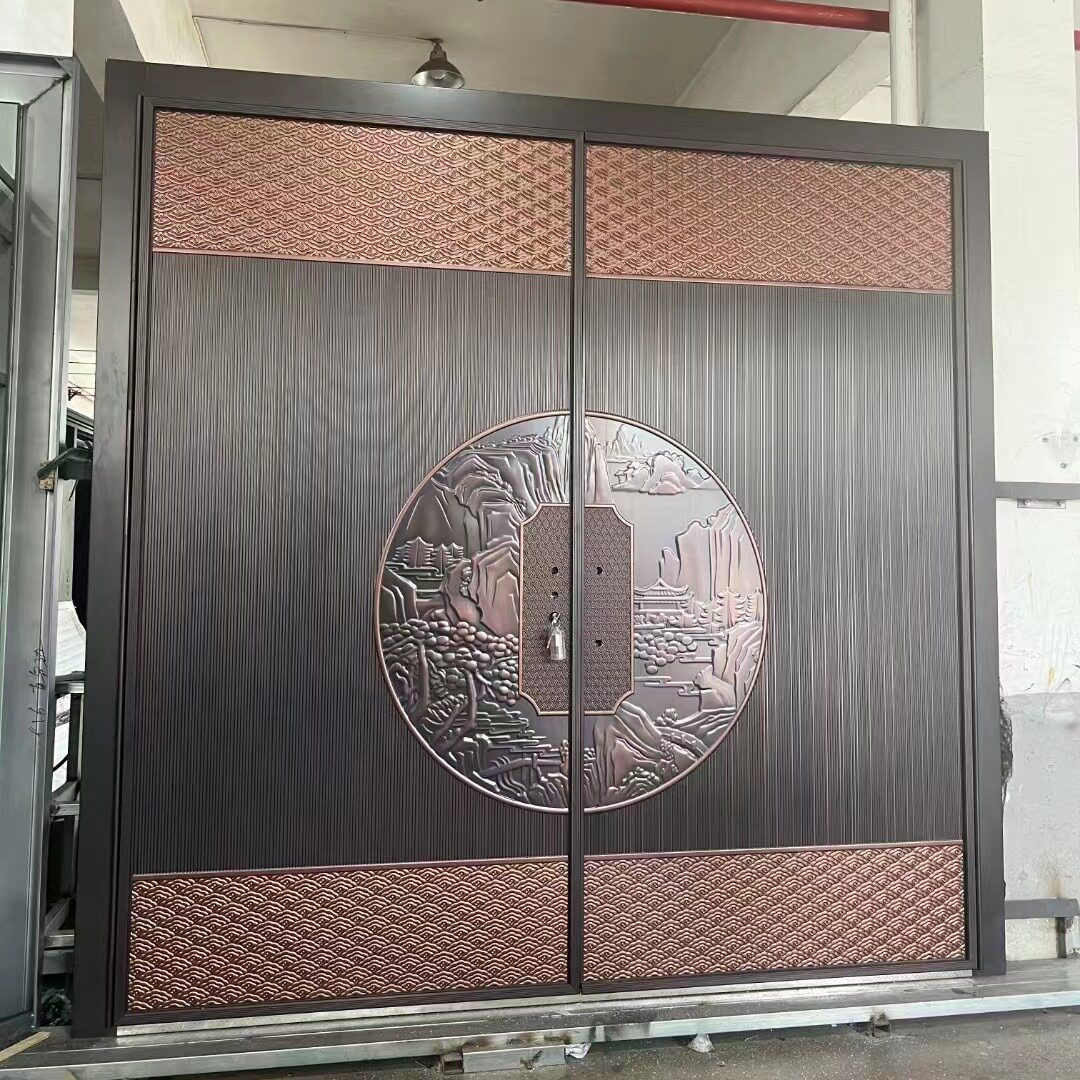 新款铸铝门防爆装甲门新中式欧式农村自建房别墅豪华大气双开大门