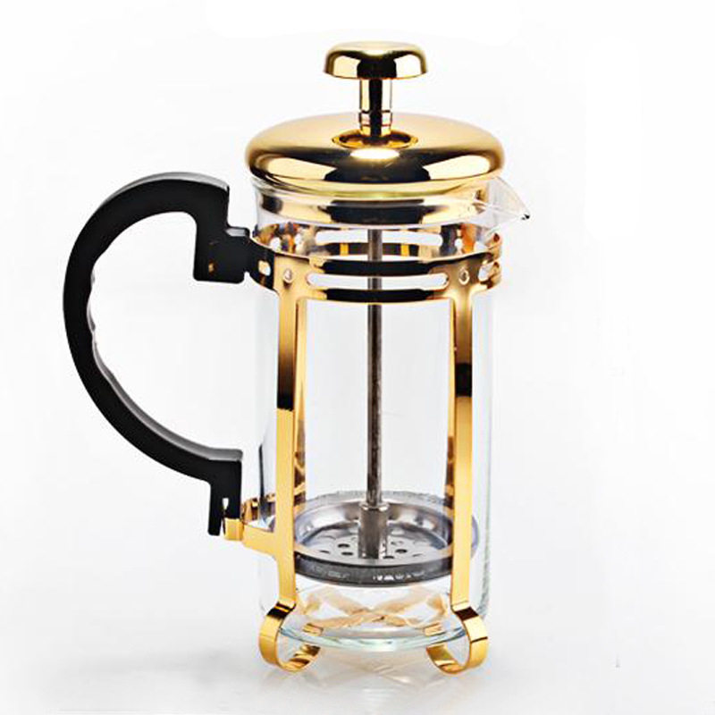 不锈钢双层法压壶咖啡壶玻璃咖啡壶冲茶器350ml双层隔热设计