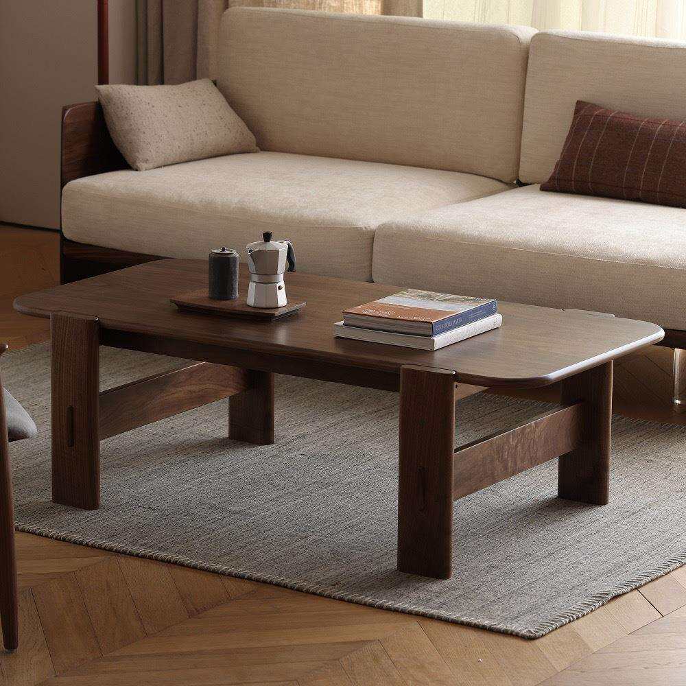 现代简约黑胡桃木全实木客厅小户型茶几樱桃木北欧原木家用家具