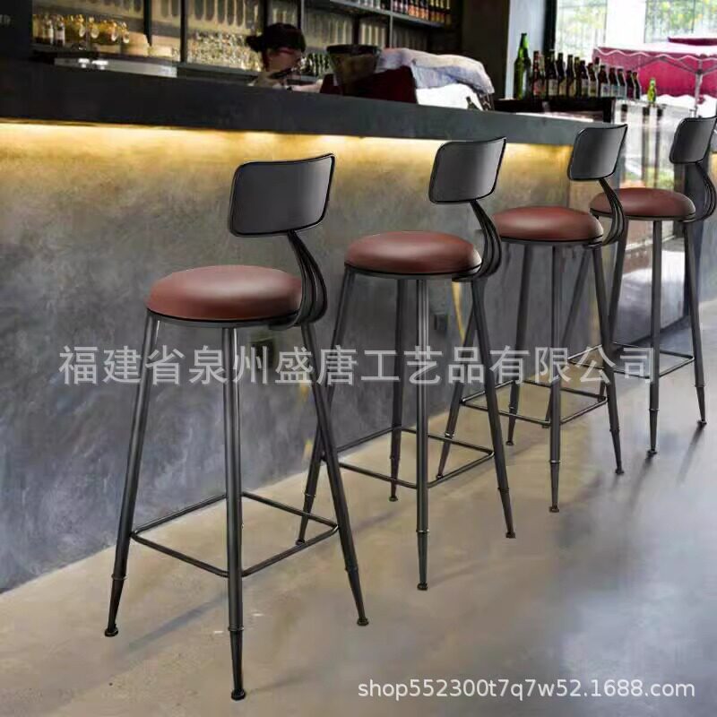 吧台椅高脚凳铁艺家用靠背吧凳桌椅现代高椅子简约酒吧椅高脚商用