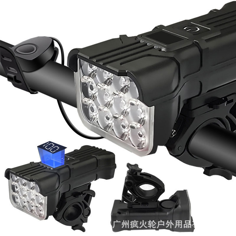 12-LED强光带喇叭充电自行车灯
