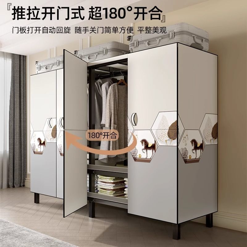 开门式免安装简易衣柜加粗加厚结实卧室出租房家用组装现代收纳柜