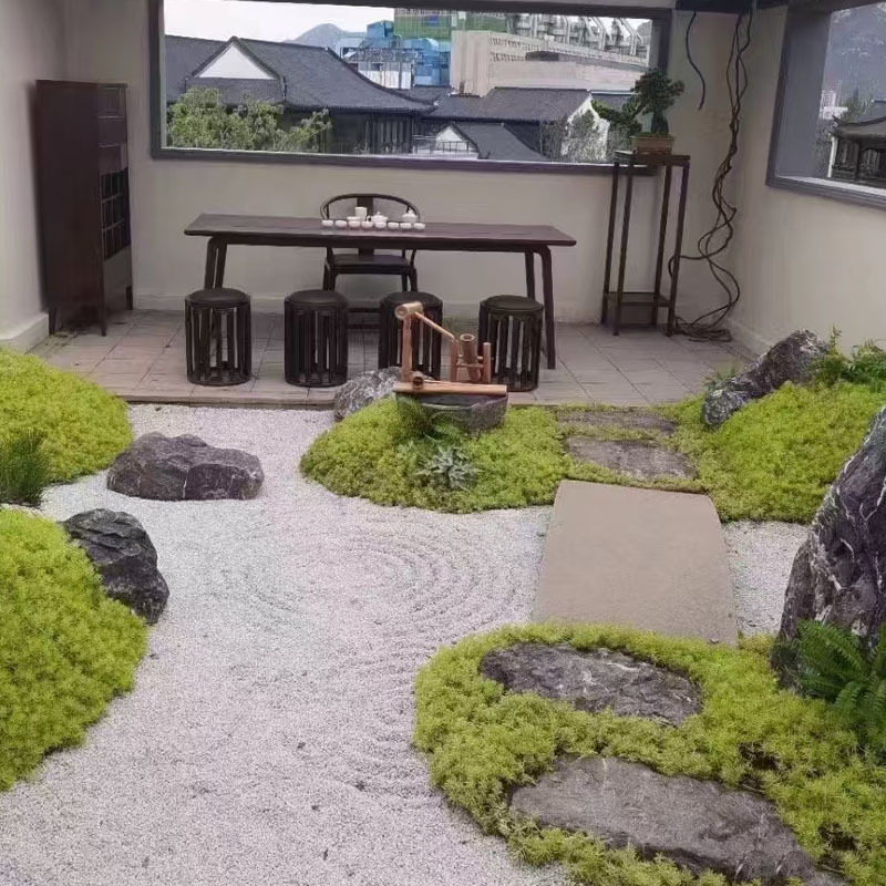 白色鹅卵石铺路造景庭院阳台
