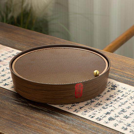 2026新款圆形电木储水茶盘小型沥水不锈钢茶托盘家用轻奢干泡茶台