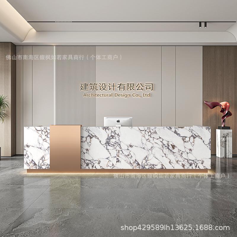 现代不锈钢烤漆接待收银吧台