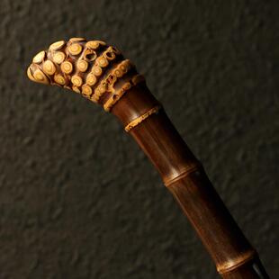 精品纯手工制作天然满钉老紫竹根拐杖多节竹制登山手杖防滑竹子棍