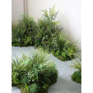 人造绿色植物室内苔藓草大型景观布局装饰花园酒店软植物景观人造