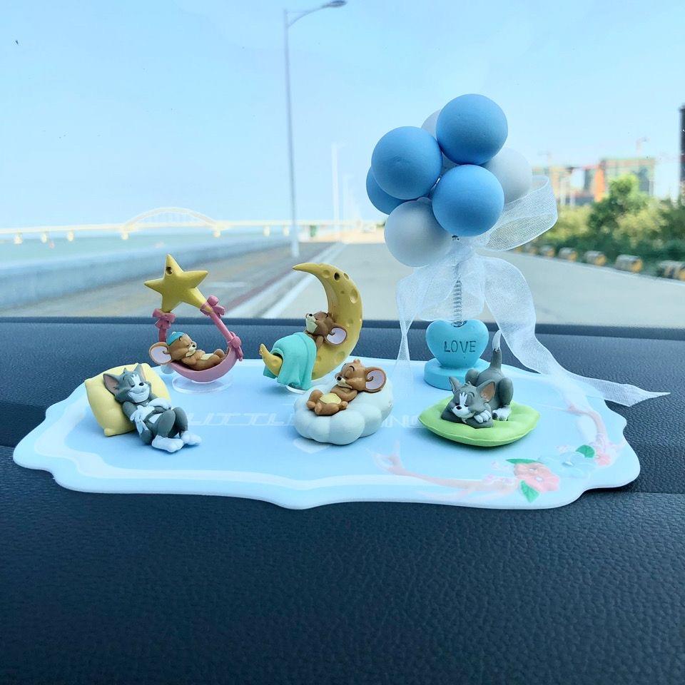网红可爱猫和老鼠汤姆杰瑞汽车摆件车载车内中控台装饰桌面玩偶女