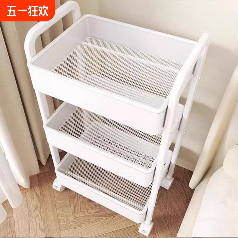 小推车置物架落地多层收纳层架家用宿舍客厅卧室置物架可移动零食