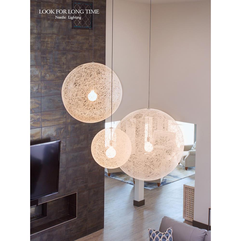 Moooi北欧日式设计师客厅餐桌民宿麻球藤艺月球圆形氛围感吊灯