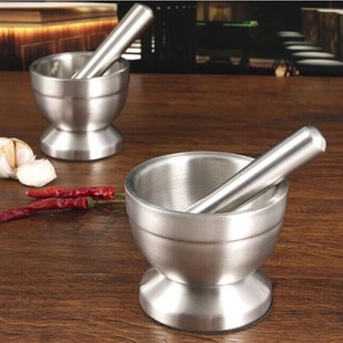 精选德国304不锈钢大号捣药器捣蒜器罐盅压蒜器蒜泥器石臼研磨器
