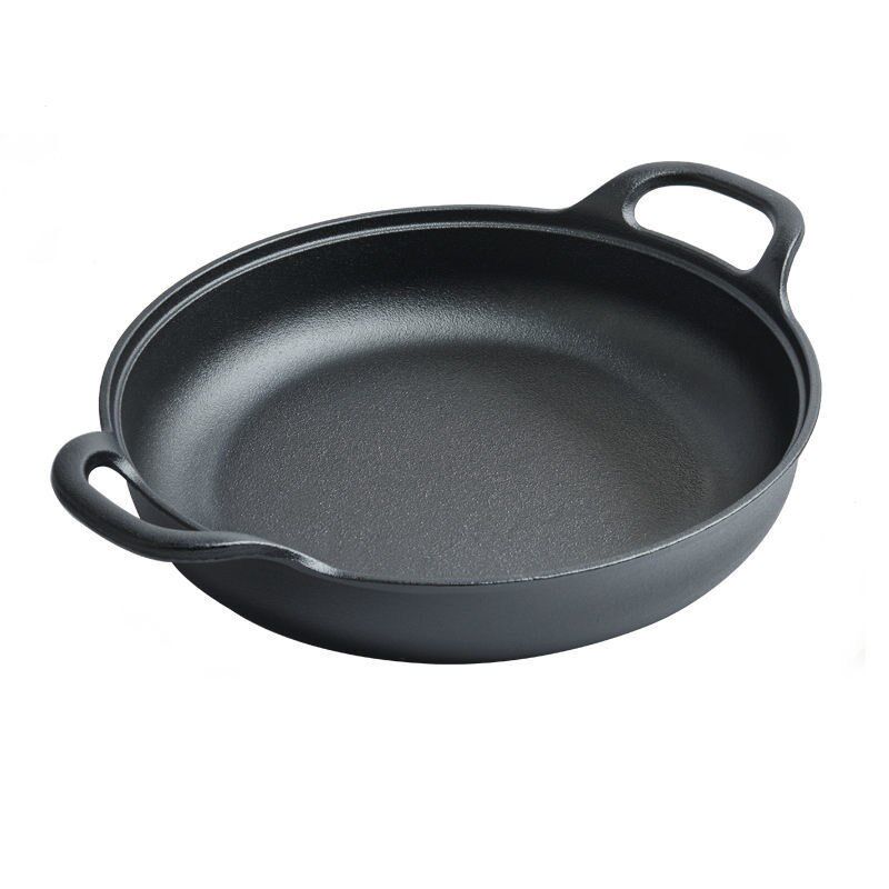 铸铁平底锅不粘锅家用煎锅无涂层加厚烙饼锅燃气电磁灶适用