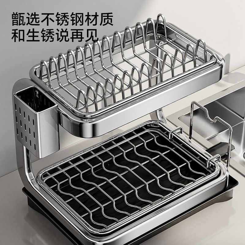 新款家用厨房不锈钢洗碗架碗盘沥水架碗盘收纳架子台面碗碟置物架