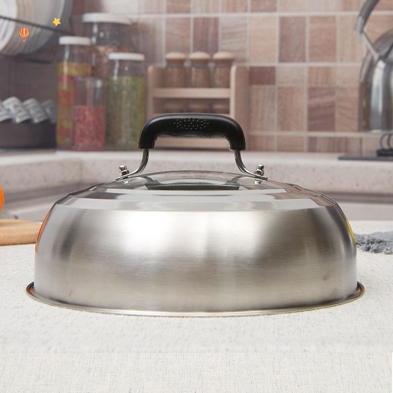 蒸锅锅盖高盖不锈钢盖子圆形家用炒锅炒菜锅铁锅透明高.锅盖高拱