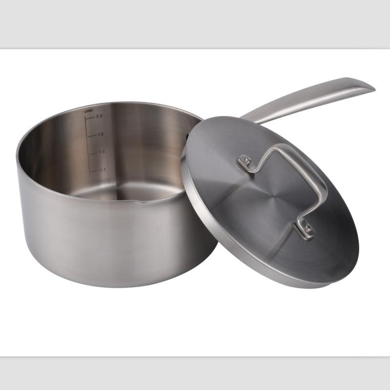 304不锈钢奶锅雪平锅小汤锅煮面锅北欧风欧式多层不粘平底锅