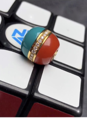 玉化高瓷绿松石老油绿汉堡珠老型18k金钻镶嵌可拆手串108腰顶珠