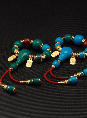 玉化高瓷蓝绿松石三通腰珠文玩红绿灯套装金刚菩提子佛珠diy配饰