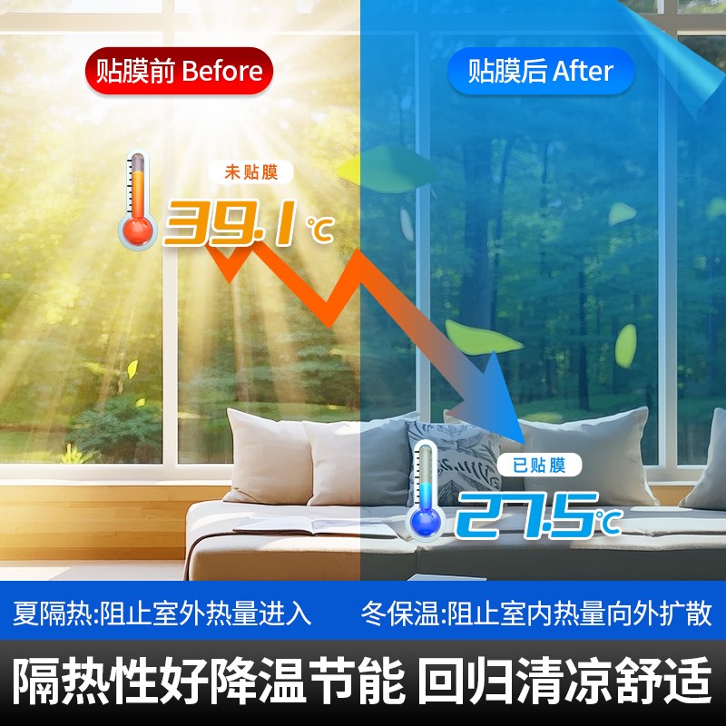 康得新建筑隔热膜温室住家办公窗户玻璃贴膜单向防窥防爆隔热膜