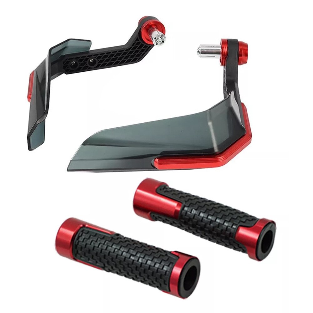 摩托车CNC改装配件牛角挡风护手防风保护罩+手把胶套油门握把配件