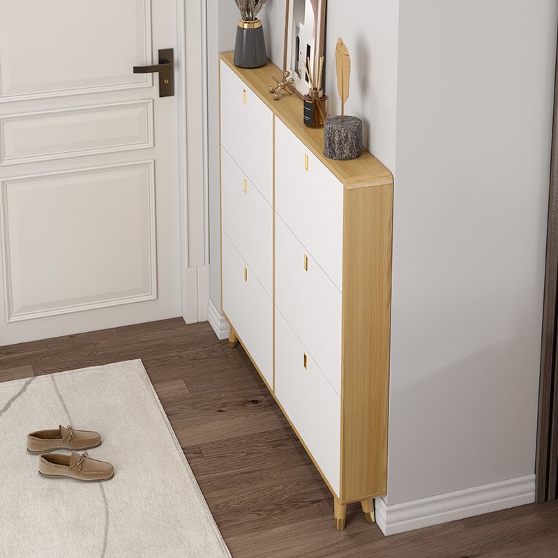 批发北欧日式原木翻斗鞋柜全实木15cm家用入户门口收纳极窄鞋