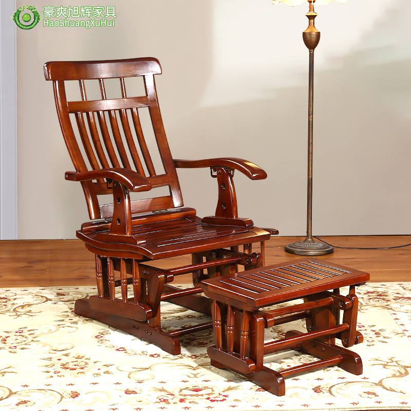 热销纯实木阳台躺椅全香樟木摇摇椅逍遥椅老人体闲椅懒人椅午睡床