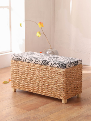 入户换鞋凳门口家用鞋柜坐凳收纳储物凳藤编坐箱长条凳轻奢高mω