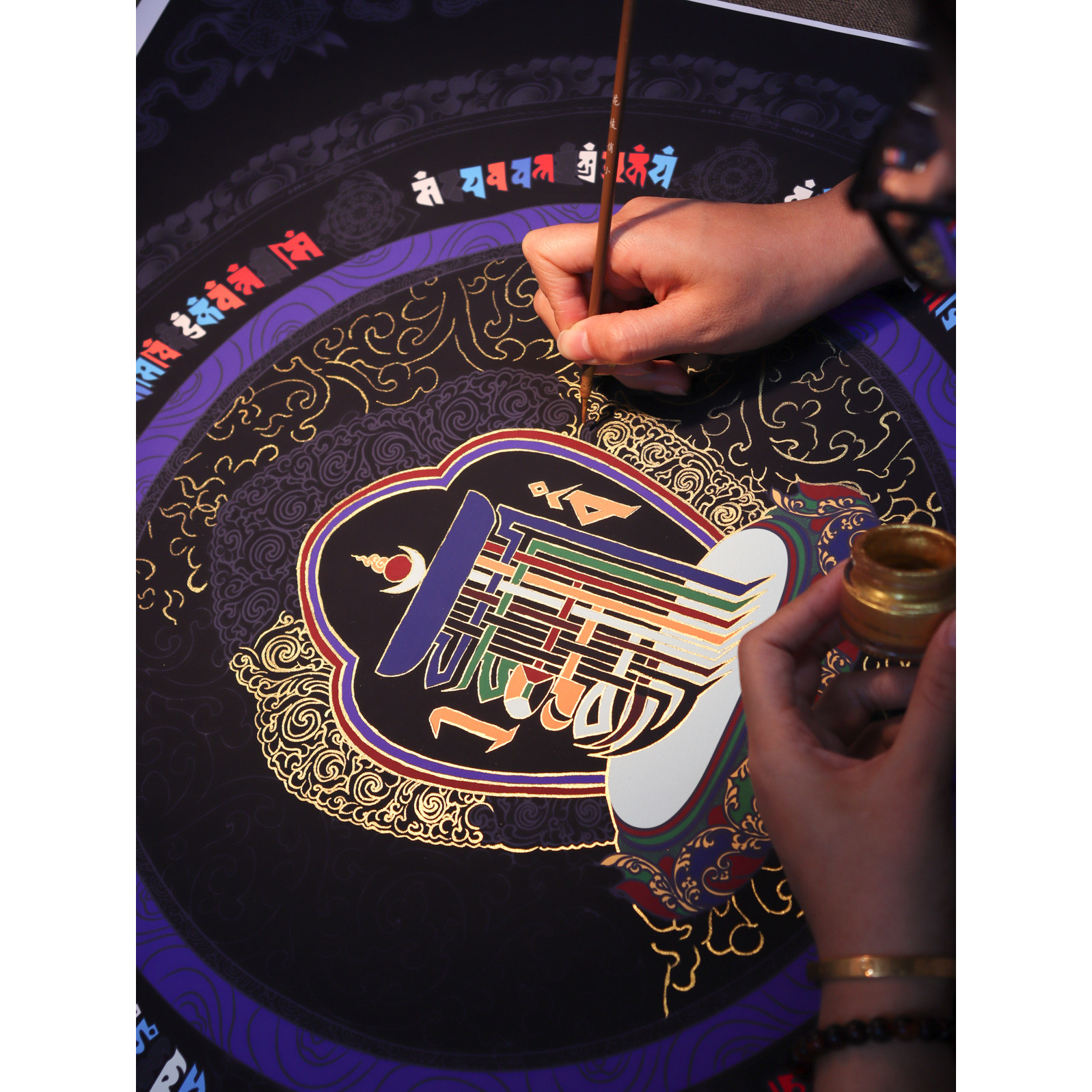 十相自在手工唐卡手绘diy手绘藏式挂画油画填充成人礼物装饰画