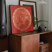 文殊心咒唐卡手绘diy挂画金色装 饰画客厅国风禅意手工填色壁画