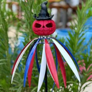 新款南瓜风车金属铁艺旋转哈洛风旋转器铁艺风车户外