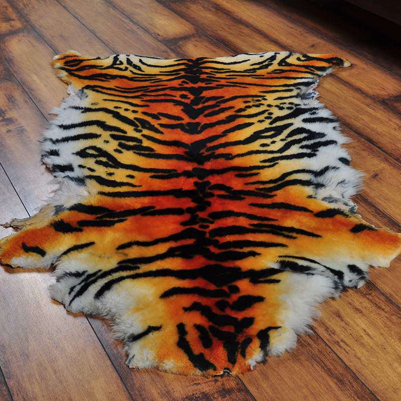 羊毛地毯羊毛制作仿兽皮 虎纹沙发坐垫 卧室客厅地垫蒲团