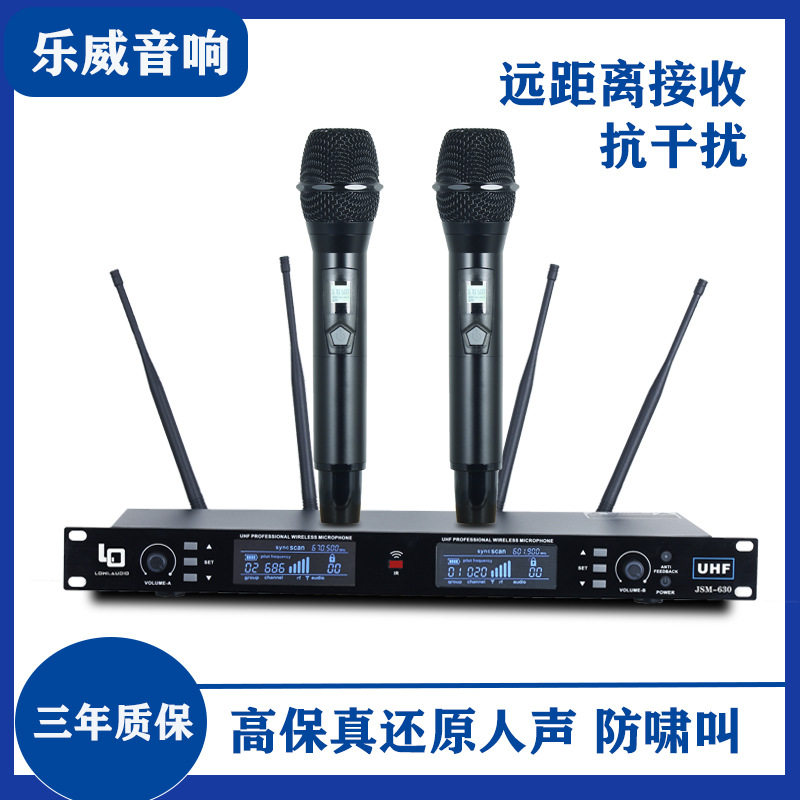 LOWI专业话筒一拖二无线麦克风可调频KTV话筒舞台演出KTV唱歌会议