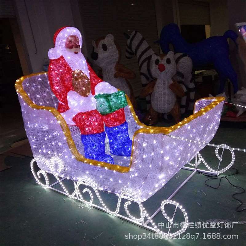 鹿拉车造型灯圣诞老人led户外防水节日装饰景观滴胶动物小品灯
