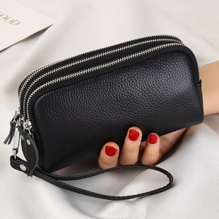 复古手工手拿包女新款高级感大容量零钱收纳包分层卡包二合一钱包