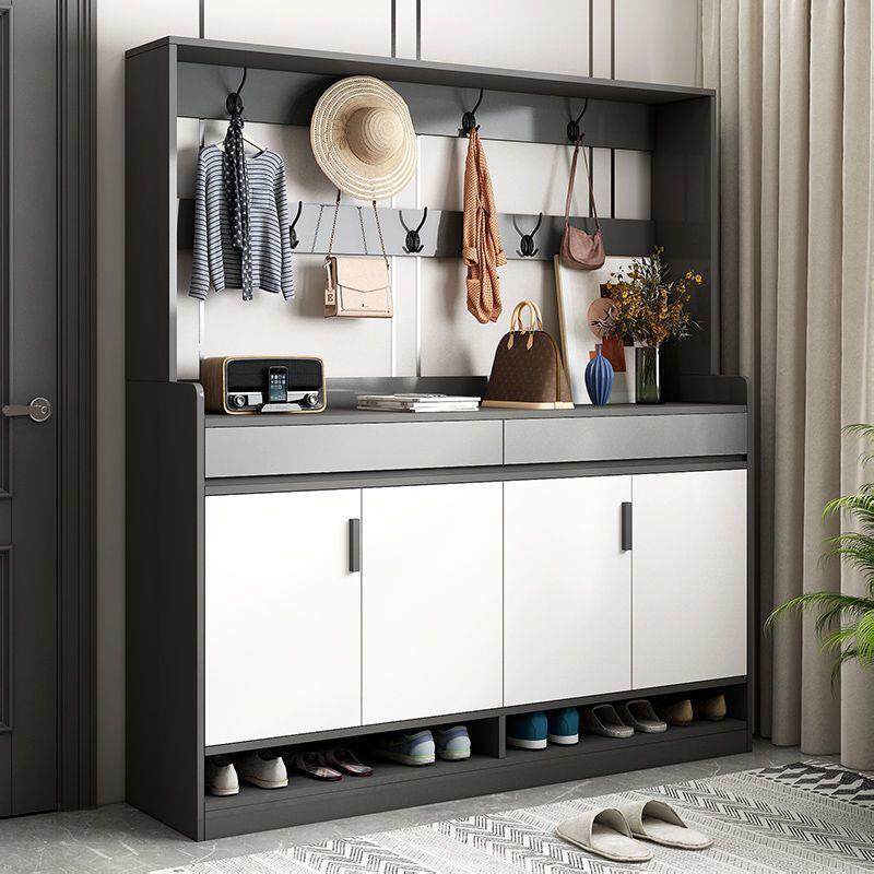 鞋柜门口家用储物柜玄关柜台柜子进门大容量收纳柜鞋架带高衣架子