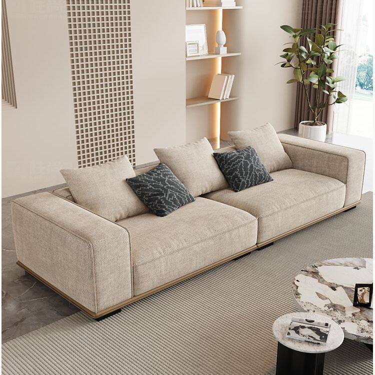 简约现代意式地平线沙发小户型别墅大平层直排棉麻布艺沙发