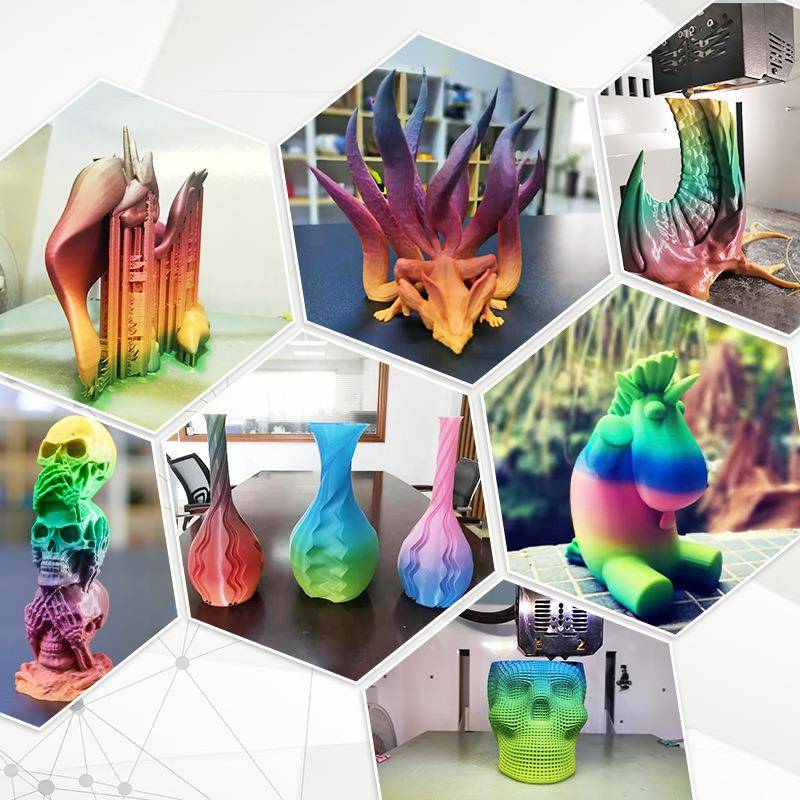 松k美耗新材3d打印机耗材pla彩虹渐变混色打线材料3d印打印笔材1.
